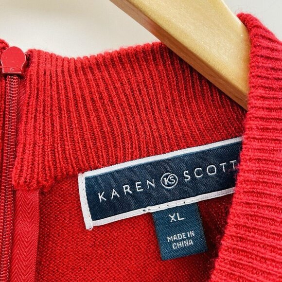 Karen Scott Womens Size XL Mock Neck Zip-Back Sweater in Luxsoft Red $40 2141 - Picture 6 of 8